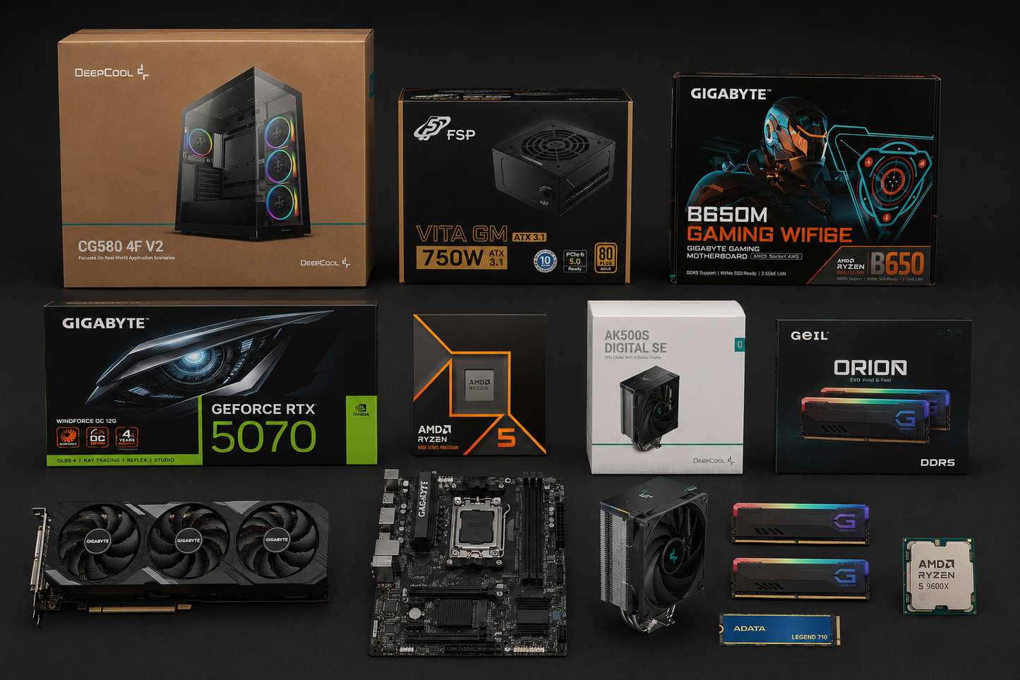 Performance Mid Range Gaming PC | Ryzen 5 9600X | RTX 5070 | 32GB DDR5 | 1TB NVMe SSD