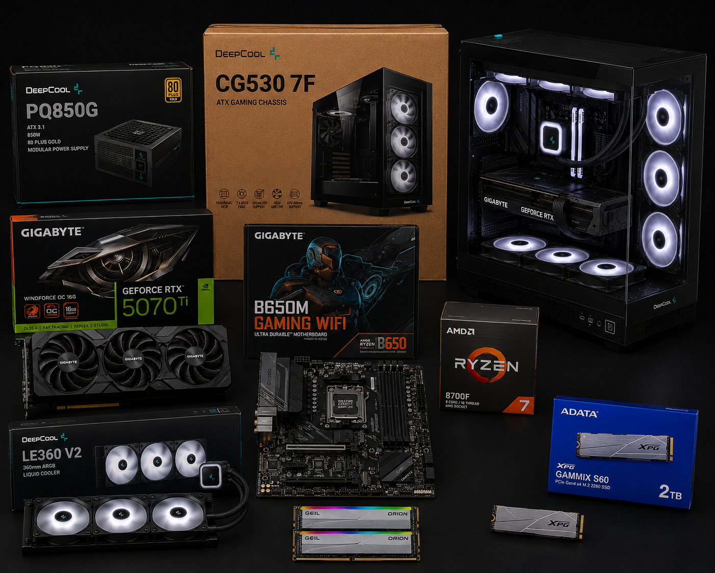 Premium Gaming PC | Ryzen 7 8700F | RTX 5070 Ti 16GB | 32GB DDR5 | 2TB NVMe SSD