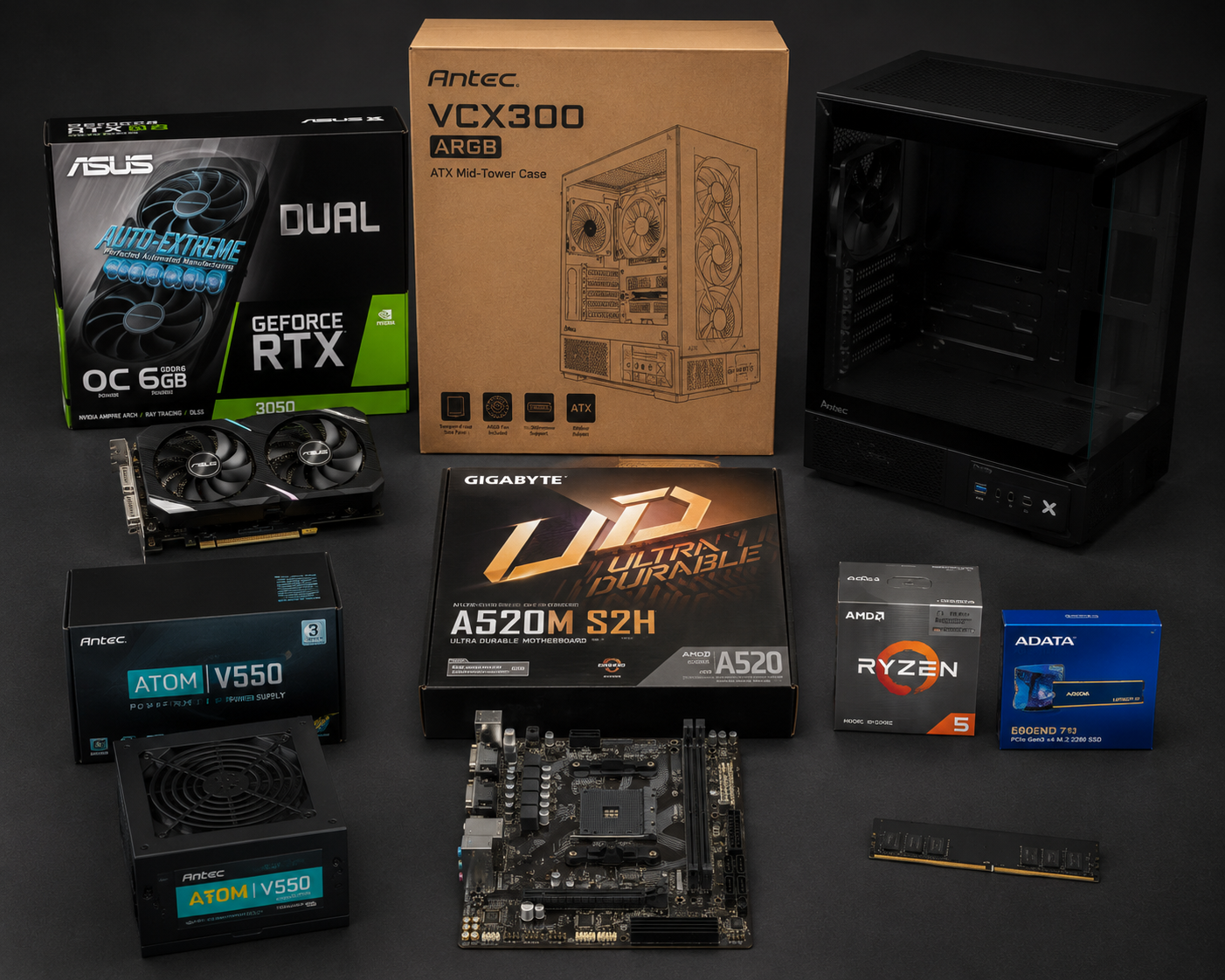 Starter Gaming PC | Ryzen 5 5500 | RTX 3050 6GB | 16GB RAM | 500GB NVMe SSD