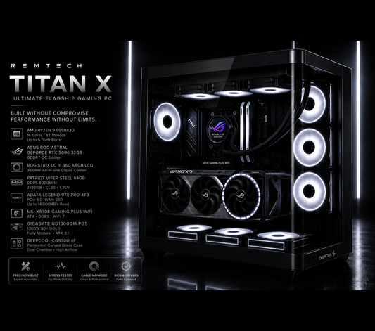 RemTech TITAN X Ultimate Gaming PC | RTX 5090 • Ryzen 9 9950X3D